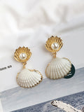 Natural Shell Earrings Pearl Bead Earrings