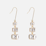 Temperament Simple Gradient Inlaid Crystal Three-dimensional Geometric Squares Retro Hipster Net Red Earrings Female