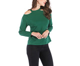 Off-the-shoulder Sexy Halter Long-sleeved T-shirt