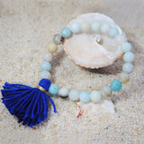 Original Design Color Natural Stone Bracelet Cotton Line Tassel Beach Sand Wind Elastic Rope Bracelet