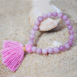 Original Design Color Natural Stone Bracelet Cotton Line Tassel Beach Sand Wind Elastic Rope Bracelet