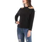 Off-the-shoulder Sexy Halter Long-sleeved T-shirt