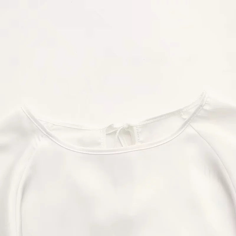 Spring Women's New Hem Women's Blouse Retro Court Wind Bubble Sleeve French Shirt