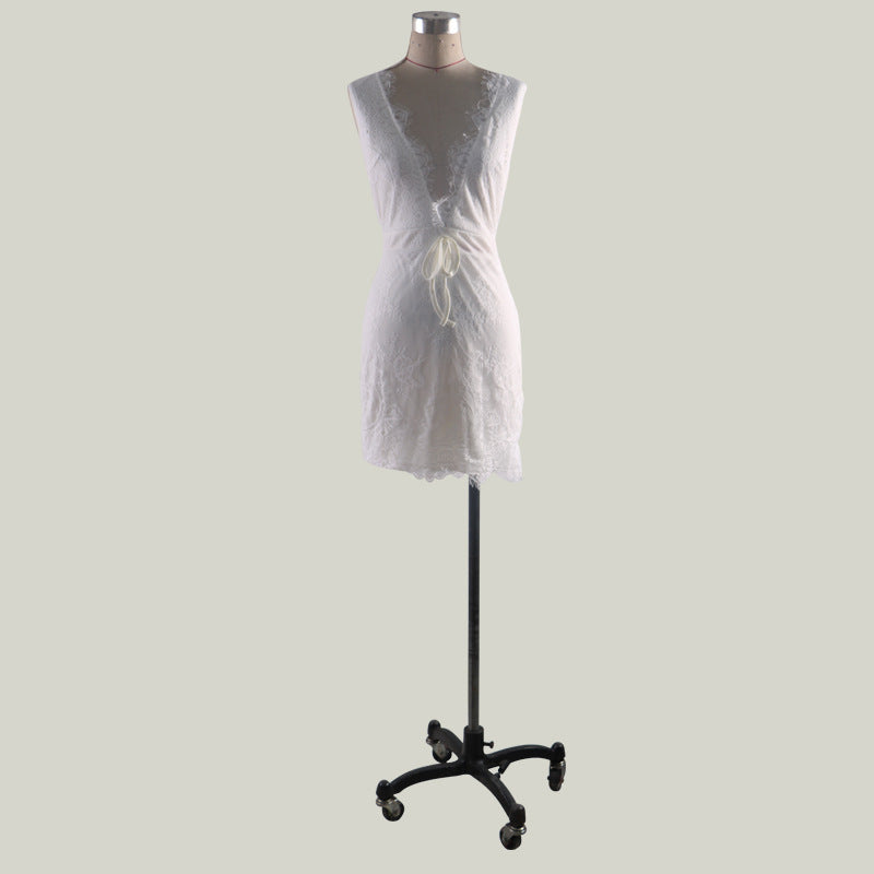 Lace Sleeveless Pencil Skirt V-neck Midi Dress