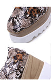 Spring Snake Pattern Single Shoes Square Head Thick Bottom Platform Shoes Wedges with Increased Women's Shoes