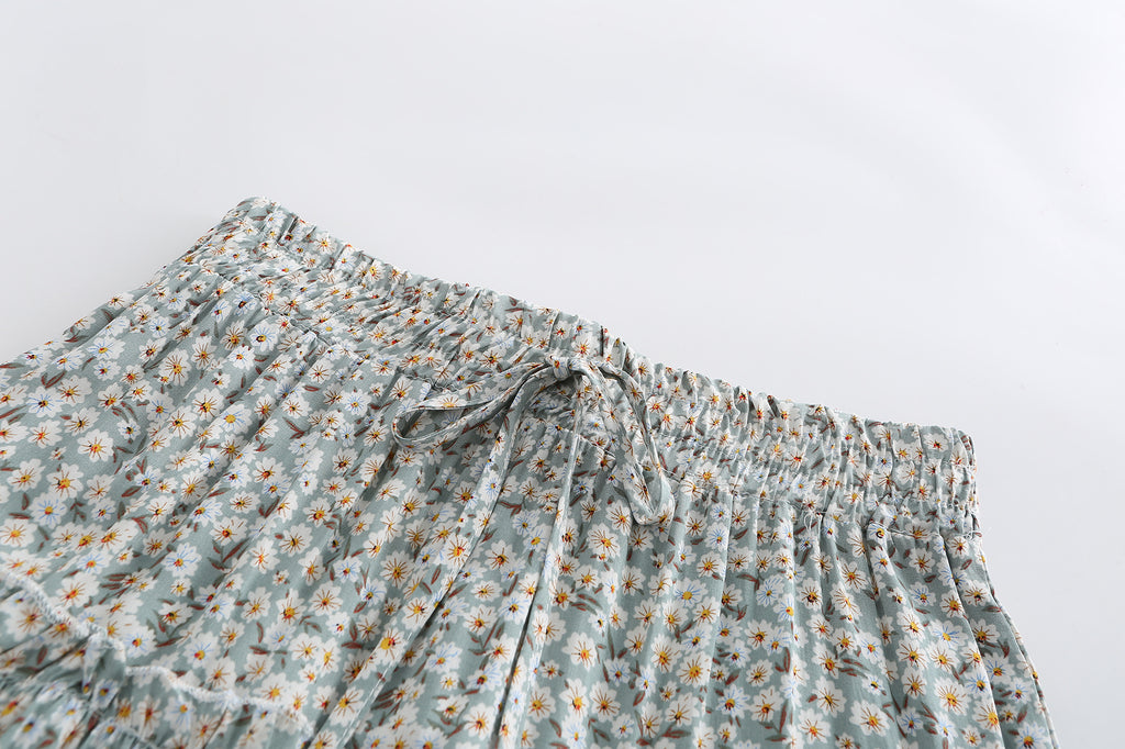 High-waisted Beach Floral Ruffled Skirt