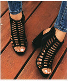 Heel Female Sandals Summer Open Toe Hollow High Heels Large Size