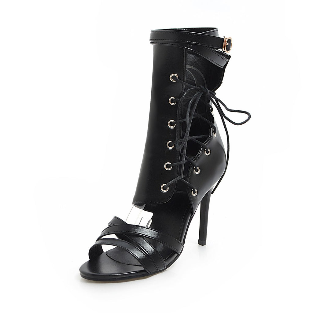 Spring and Summer Cool Boots Stiletto High-heeled Cross Straps Large Size Women's Sandals