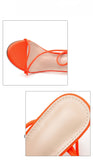 Summer Fluorescent Color Toe Fine High Heel Ladies Sandals Large Size
