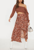 Fashion Irregular Floral High Waist Skirt