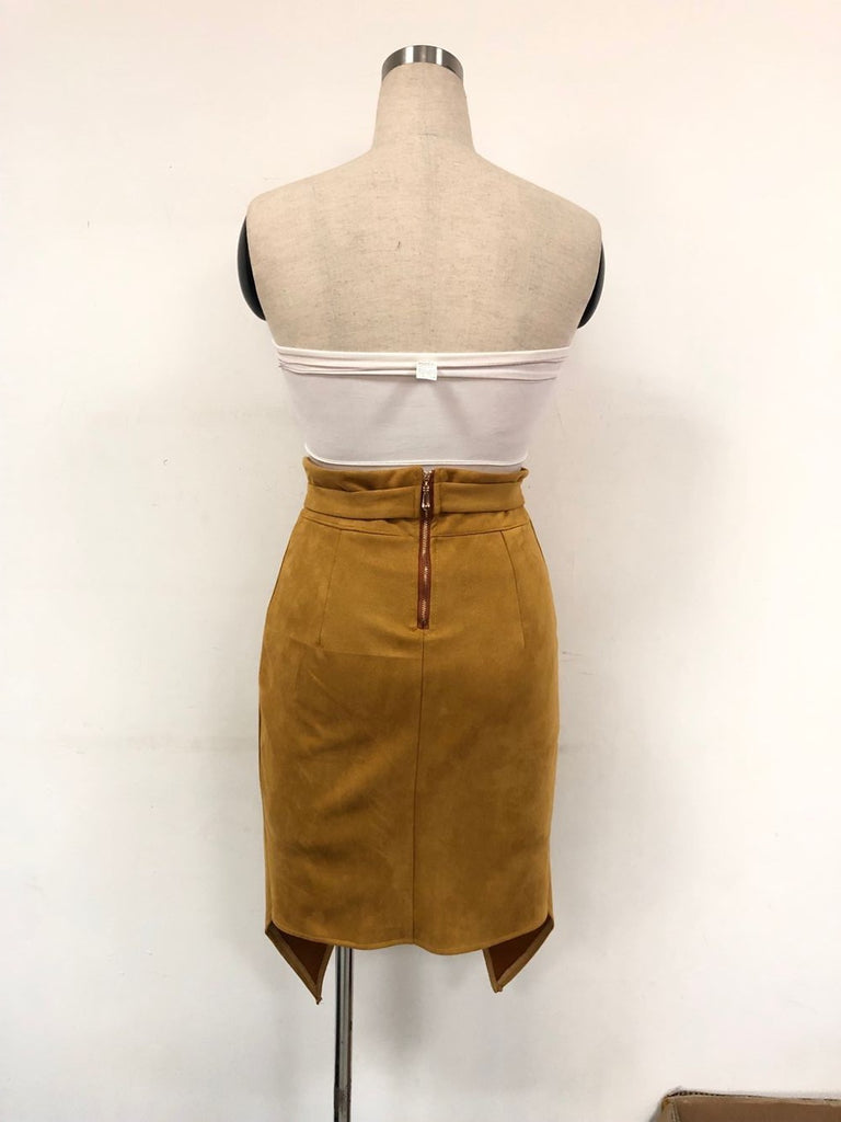 Deer Velvet Hip Skirt Solid Color Irregular Lace Skirt