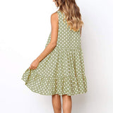 New Loose Sleeveless Printed Wave Point Round Neck Dress