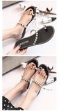 Women's Sandals and Slippers Summer Set of Toe Pineapple Pearl Decoration Low-heeled Flat-bottom Light Lady Wearing