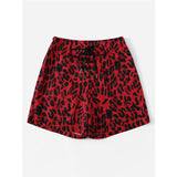 Red Leopard Straps Casual Shorts
