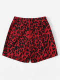 Red Leopard Straps Casual Shorts