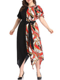 Large Size Women's Stitching Contrast Color Dress