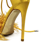 Fashion Rhinestone Feather Female Sandals Elegant Women Sandals