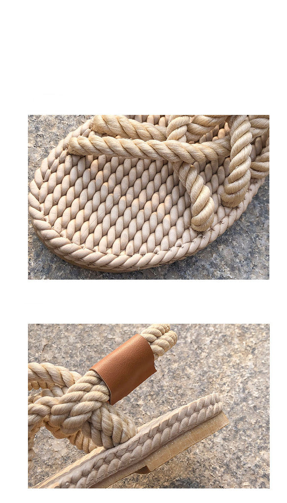 Hemp Rope Woven Roman Sandals Women's Flat Sandals