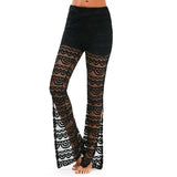 Solid Color Lace Stitching Casual Split Trousers