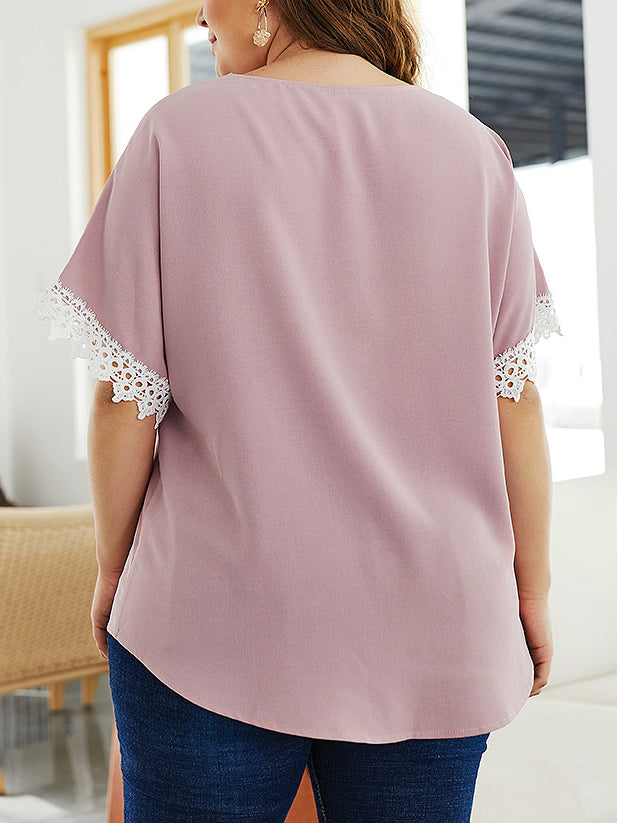 Lace Patchwork Sexy V Neck Women Top