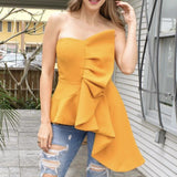 Wrapped Chest Sexy Ruffled Top Sleeveless Shirt