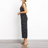 Slim-fit Polka-dot Lace Sling Pocket Wide Leg Jumpsuit