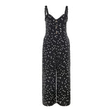 Slim-fit Polka-dot Lace Sling Pocket Wide Leg Jumpsuit