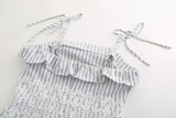 Lace Stitching Striped Ruffled Summer Dress