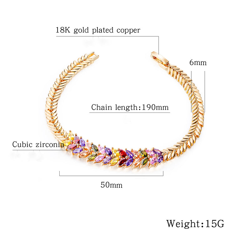 Copper Plated 18K Gold Inlaid Zircon Bracelet