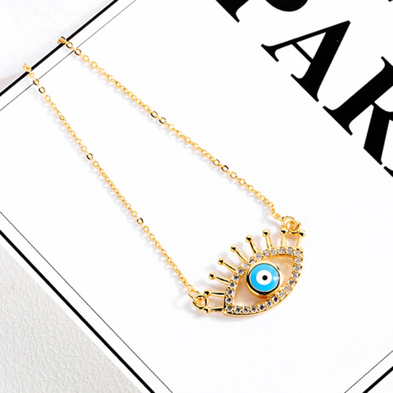 Copper Plated Evil Eye Pendant Clavicle Chain