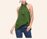 Fashion Solid Color Neck Strap Back Openwork Tank Top