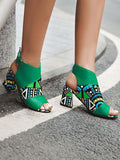 Summer New Color Matching Fish Mouth Wild Cross Straps High Heel Tassel Women Sandals