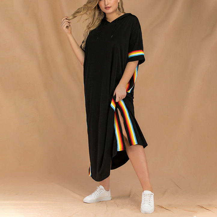 Fashion Slits and Large Size Striped Cross-dress