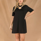 Large Size Sexy Cross with V-neck Short-sleeved Fashion Long Dress