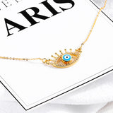 Copper Plated Evil Eye Pendant Clavicle Chain