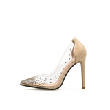 Sexy Pumps Crystal Pointed Shallow Mouth Rhinestone Transparent Thin Super High Heel Shoes