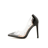 Sexy Pumps Crystal Pointed Shallow Mouth Rhinestone Transparent Thin Super High Heel Shoes