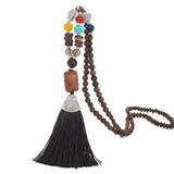 Agate Pendant Beaded Tassel Necklace National Art Sweater Chain Pendant