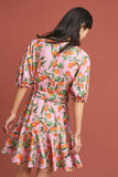 Orange Fruit Printed Short-sleeved Dress
