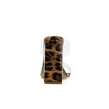 Summer Slippers Open Toe Transparent Film High Heels Large Size Leopard