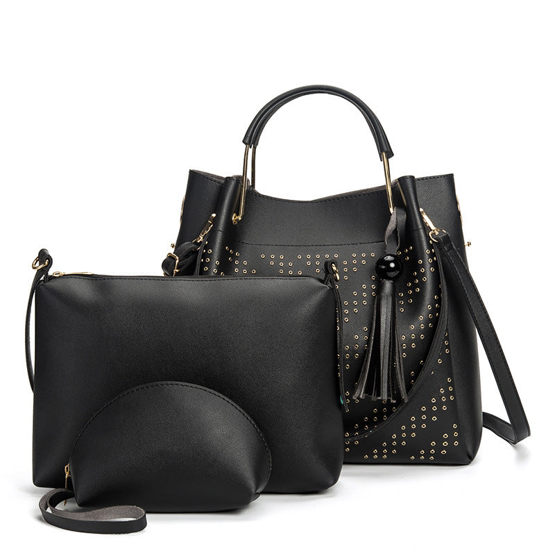 Fashion Trend Ladies Handbag Rivet Diagonal Package Three-piece Suit