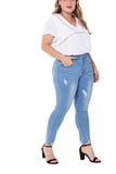Large Size Jeans Female Hole-breaking Stretched Slim Ladies Jeans