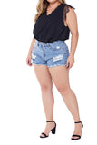 Large Size Hole Raw Hair Ladies Denim Shorts Female Large Size Shorts Fat MM Shorts