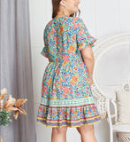 Summer Print Elegant Large Size Dress