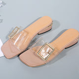 Women's Slippers Summer Sand Thick with Rhinestone Beach Lazy Slippers Women's Flat Transparent Slippers