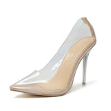 Ms. Transparent Single Shoes Pointed Shallow Mouth High Heel Large Size