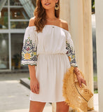 New Off-the-shoulder Five-point Sleeve Dress