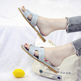 Spring and Summer Women's Shoes Casual Word Sandals and Slippers H Slippers Outside Wearing Women's Solid Color Slippers