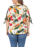 Short-sleeved Printed Large Size Tops Women