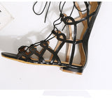 Summer Flat with Lace Large Size Women's Shoes Personality Hollow Sandals Roman Sandals